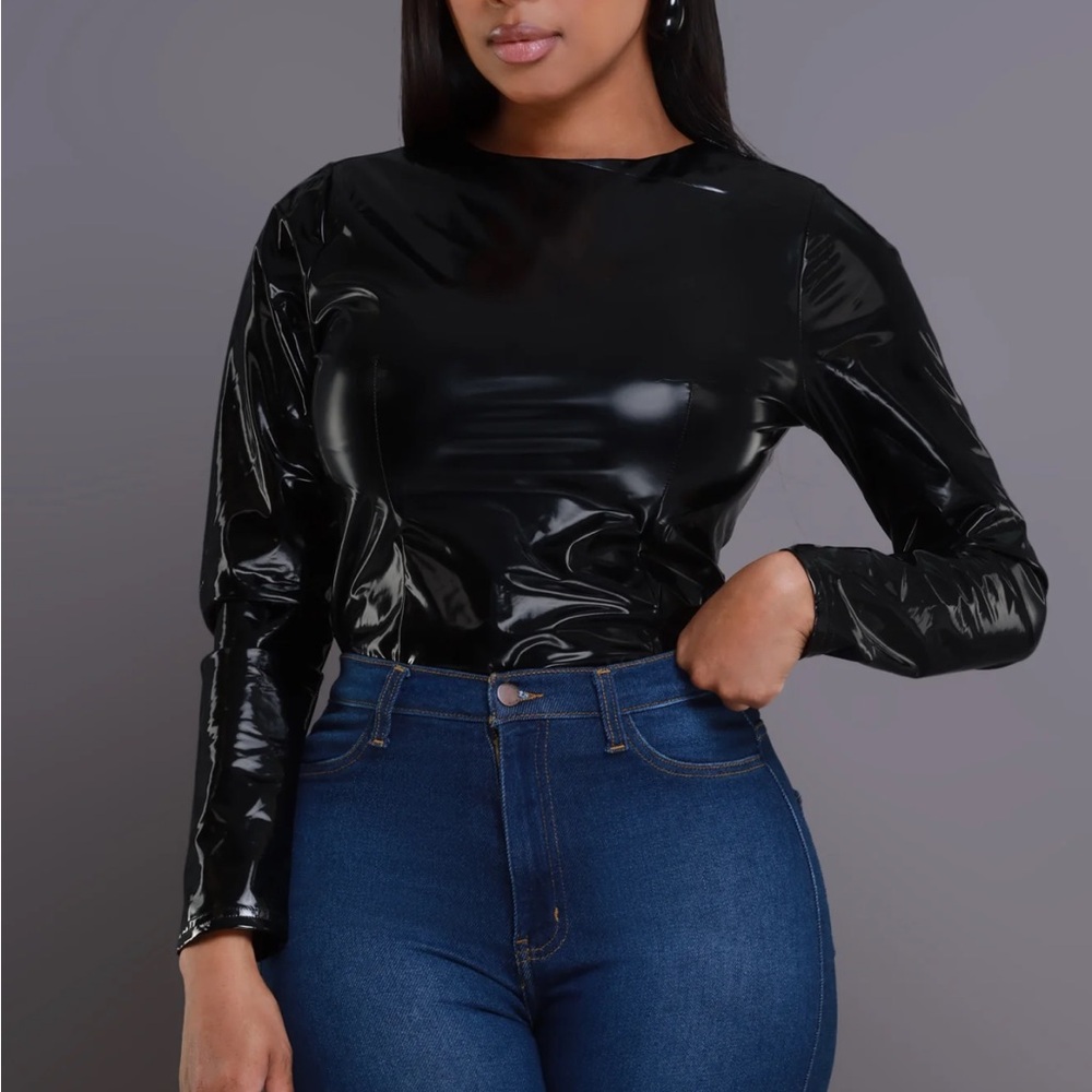 Black Fitted Long Sleeve Bodysuit